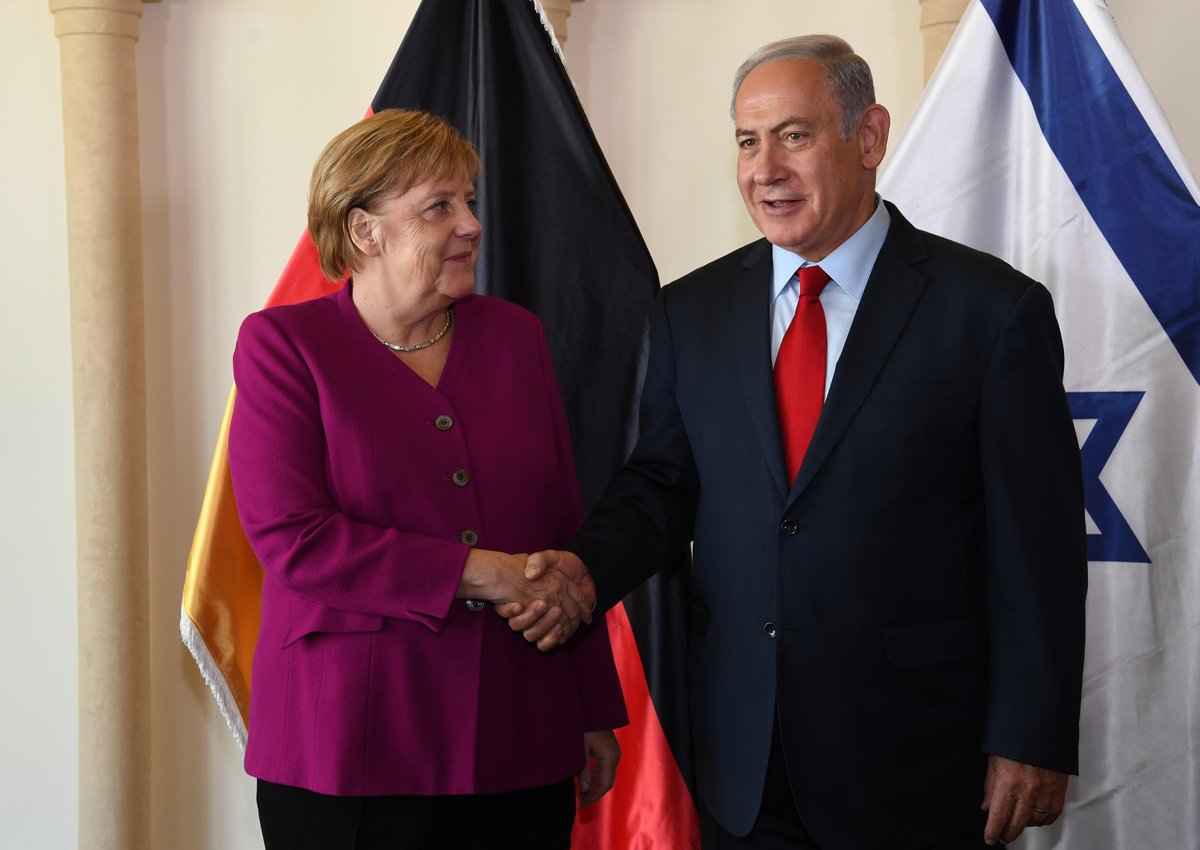 Benjamin Netanyahu with Angela Merkel during her state visit to Israel. Credit: Israeli PM / Benjamin Netanyahu on Twitter.