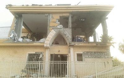 Scene of Miri Tamano's destroyed house after the Gaza rocket. Credit: Zionist Federation UK on Twitter