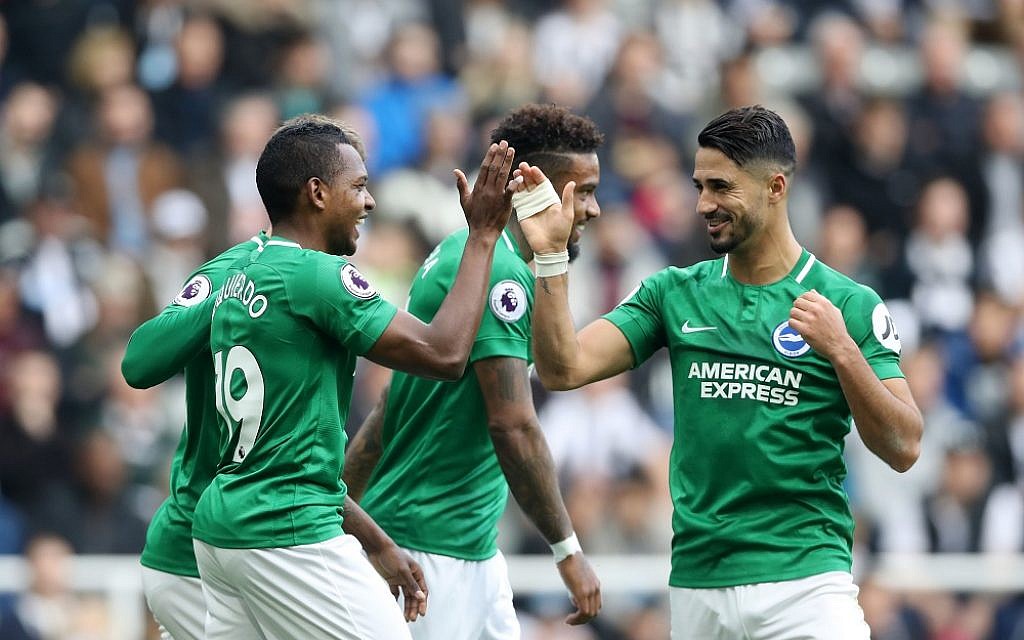 Beram Kayal (right) celebrates scoring a winning goal against Newcastle
