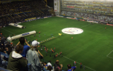 The Copa Libertadores logo is shown on the centre of the pitch before every game in the competition.


(Credit: JohnSeb on Wikimedia Commons - https://www.flickr.com/photos/johnseb/2610913835/)