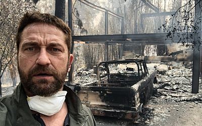 Gerard Butler posted this image on Twitter showing the devastation at his home following the wildfires