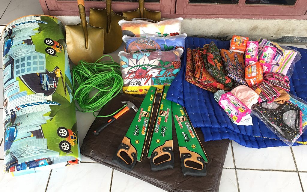 Emergency kits donated by World Jewish Relief to help those affected by the deadly natural disasters in September