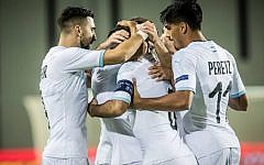 Israel celebrating one of the seven goals it scored against Guatemala in its 7-0 friendly win. Picture: Israel FA Israel celebrating one of the seven goals it scored against Guatemala in its 7-0 friendly win. Picture: Israel FA