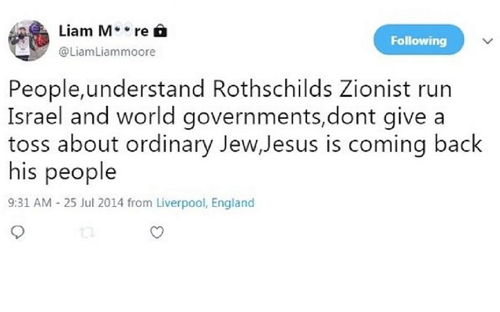 One of Liam Moore's tweets
