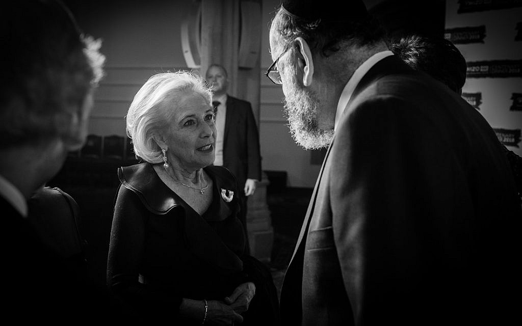 World WIZO President Esther Mor and Chief Rabbi Mirvis. WIZO UK centenary dinner. Credit: Blake Ezra