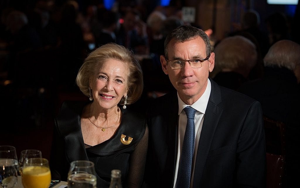 World WIZO President Esther Mor and Israeli Ambassador Mark Regev. WIZO UK centenary dinner. Credit: Blake Ezra