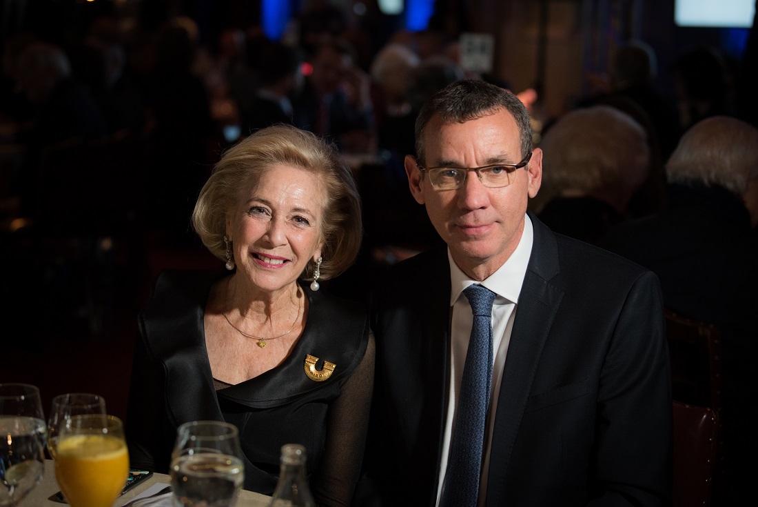 World WIZO President Esther Mor and Israeli Ambassador Mark Regev. WIZO UK centenary dinner. Credit: Blake Ezra