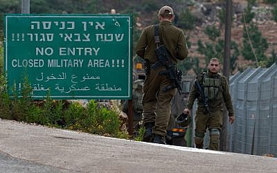 Israeli soldiers guard near an entrance leading to the border with Lebanon, in the town of Metulla, northern Israel December 4, 2018. Photo by: Ayal Margolin-JINIPIX
