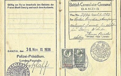 Visa issued to a Jewish woman who accompanied a Kinder to the UK