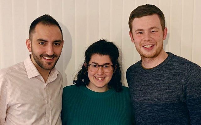 Limmud Festival 2019 Co-Chairs (from left) Dan Heller, Hannah Brady, and Ben Lewis.