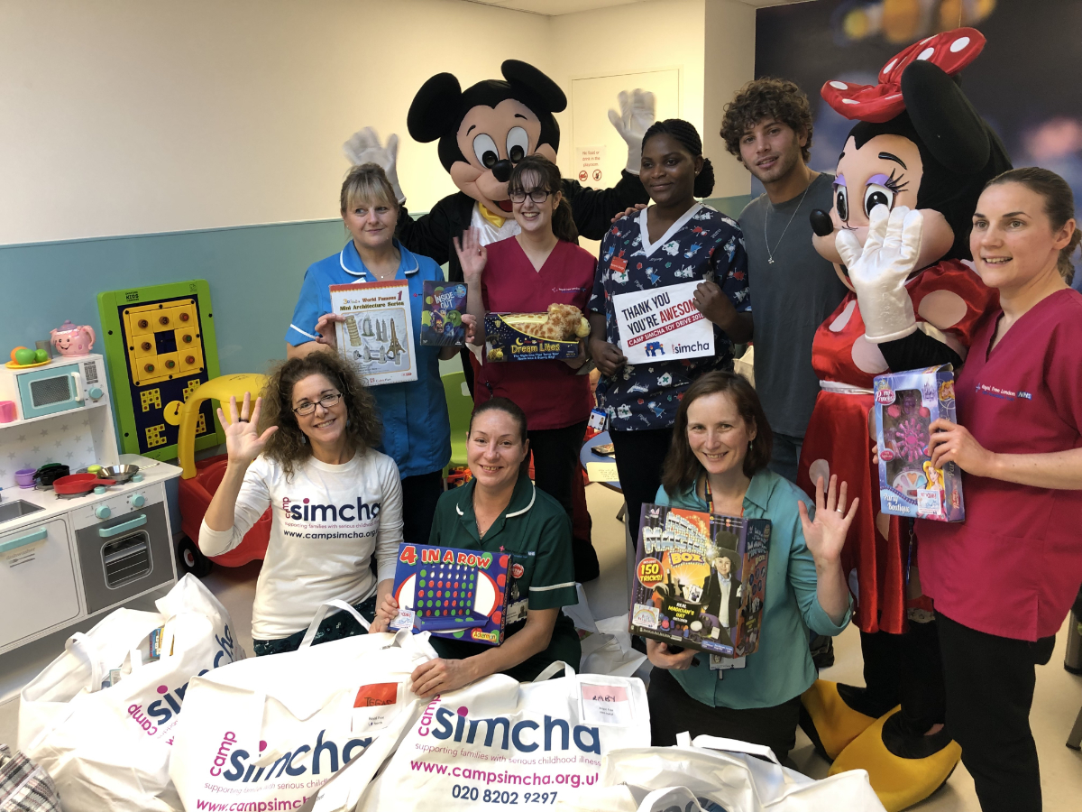 Love Island's Eyal Booker with Camp Simcha at the Royal Free for the charity's Toy Drive!