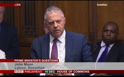 John Mann asking the Prime Minister a question at PMQs, about antisemitism in Britain.