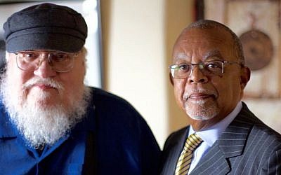 George R.R. Martin, left, shown with “Finding Your Roots” host Henry Louis Gates, Jr., was shocked by his DNA test. (Courtesy of McGee Media/Ark Media)