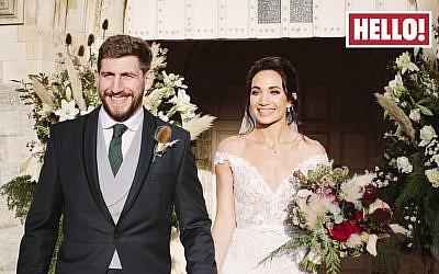 Laura Wright with Harry Rowland on their wedding day as they appear in this week's edition of Hello magazine. Photo credit: Hello!/PA Wire