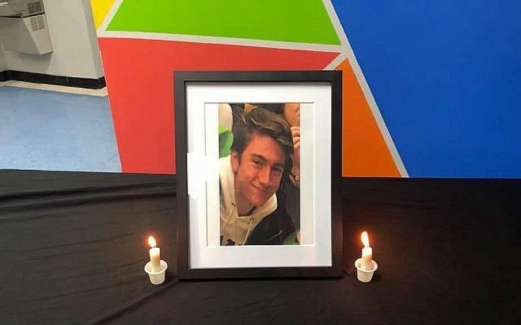 Memorial photo of 15-year-old Samuel Farkas, who fell to his death while climbing down from family's high-rise condominium, on January 8, 2019. (Facebook screen capture via Times of Israel)