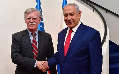 Benjamin Netanyahu with US Assistant to the President for National Security Affairs (NSA) John Bolton. (Source: Israeli PM's Twitter)