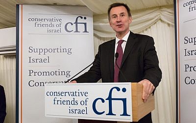 Jeremy Hunt speaking at a Conservative Friends of Israel reception