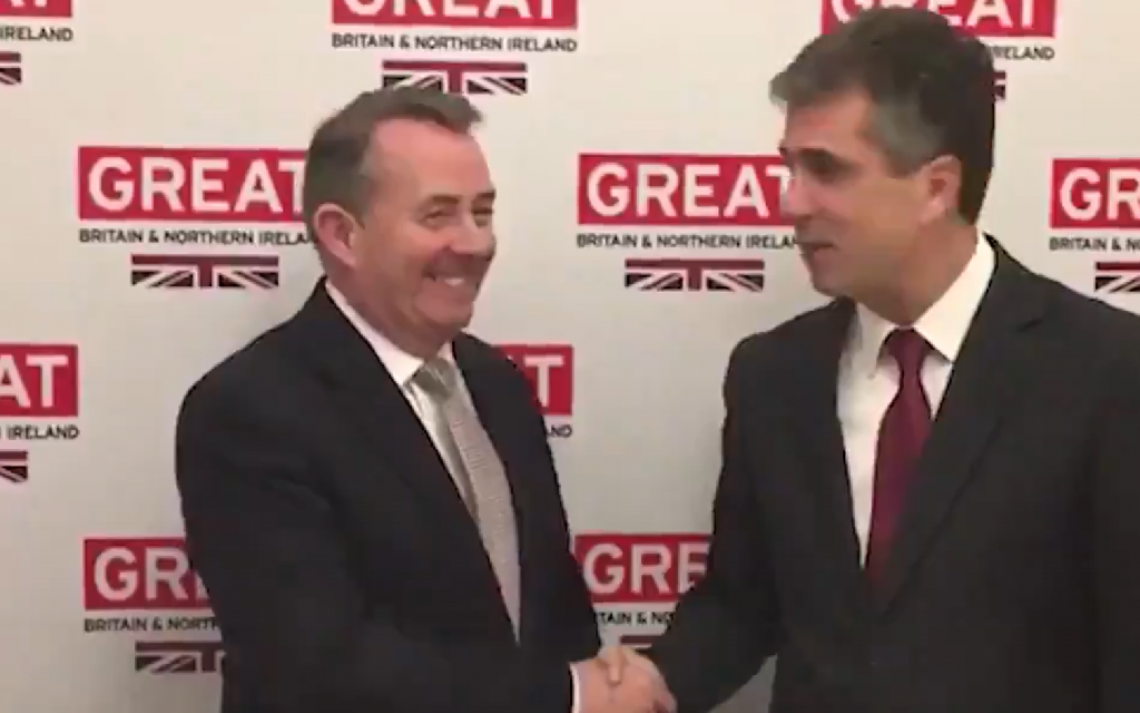 International Development Secretary Liam Fox alongside Israel’s Minister of the Economy Eli Cohen. 
