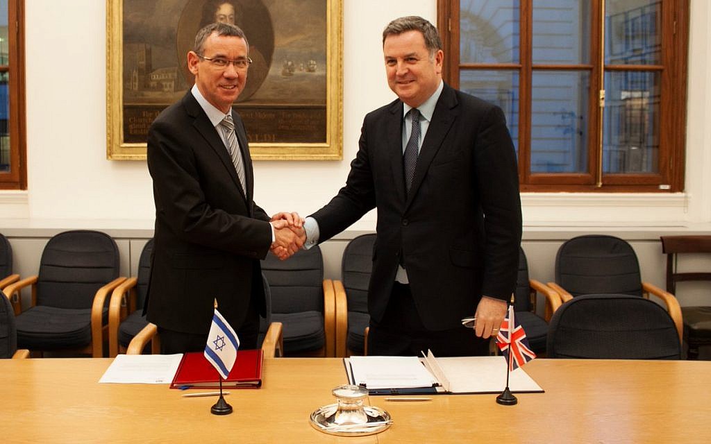 Tax protocol agreed this week between the Jewish state's envoy to Britain, Mark Regev (left), and Financial Secretary to the Treasury Mel Stride MP (right)