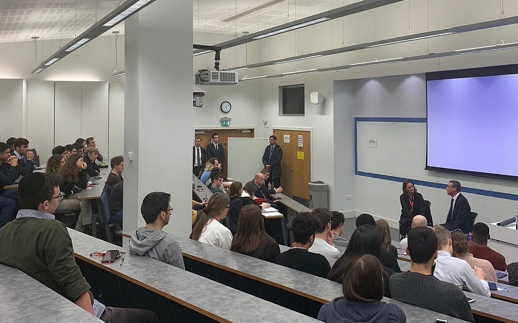 Israel & Politics societies arranged the talk which went by without protest