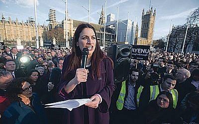 Luciana Berger addressing the Enough is Enough rally against Labour antisemitism