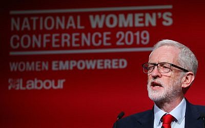 Labour Leader Jeremy Corbyn during a speech at Labour Women's Conference in the Telford International Centre. Photo credit: Aaron Chown/PA Wire