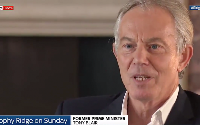 Tony Blair speaking on Sophy Ridge On Sunday