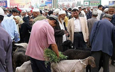 Uyghur people in a livestock market, Kashgar, China. (Wikimedia/ChiralJon_)