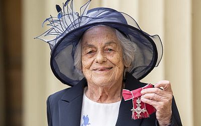Vera Schaufeld with her MBE for services to Holocaust education at an investiture ceremony at Buckingham Palace, London. Photo credit: Victoria Jones/PA Wire