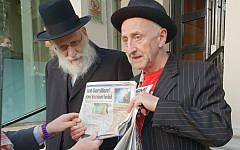 Peter Gregson with Neturei Karta Rabbi Ahron Cohen,