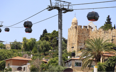 A mock-up of how the cable car will look, taken from a film by NGO Emek Shaveh