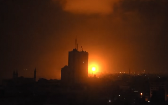 Screenshot from RUPTLY of reported IDF strikes in Gaza