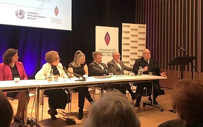 Panelists including Lord Pickles (speaking on the right), Olivia Marks-Woldman of HMDT, historian Trudy Gold and Henry Grunwald of the National Holocaust Centre  (Credit:  Holocaust Memorial Day Trust)