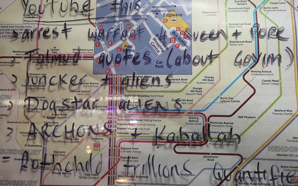 Rothschild, Talmud, Goyim and Kaballah referenced on the Edgware bus stop