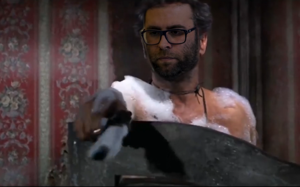 Clip from Oren Hazan's parody video where he kills  Balad MK Jamal Zahalka.