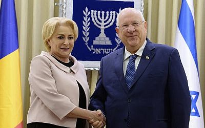 President of Israel, Reuven Rivlin, In a meeting with the head of the Romanian government, Viorica Dăncilă (Spokesperson unit of the President of Israel)