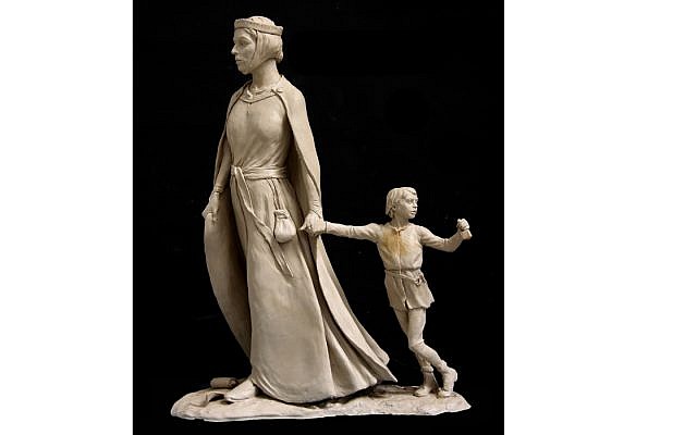 Statue of Licoricia of Winchester with her son Asser, designed by classically trained sculptor Ian Rank-Broadley