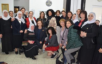 Druze members of Daliat El Carmel’s WIZO group with delegates from the UK