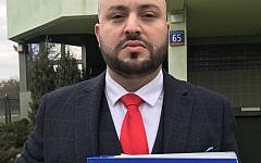 Jonny Daniels outside the Polish prosecutor's office handing in files - urging the government to ban David Irving from entering the country.