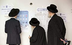 Ultra-Orthodox Jews line up to vote for Israel's parliamentary election at a polling station in Bnei Brak, Israel, Tuesday, April 9, 2019. (AP Photo/Oded Balilty) Ultra-Orthodox Jews line up to vote for Israel's parliamentary election at a polling station in Bnei Brak, Israel, Tuesday, April 9, 2019. (AP Photo/Oded Balilty)
