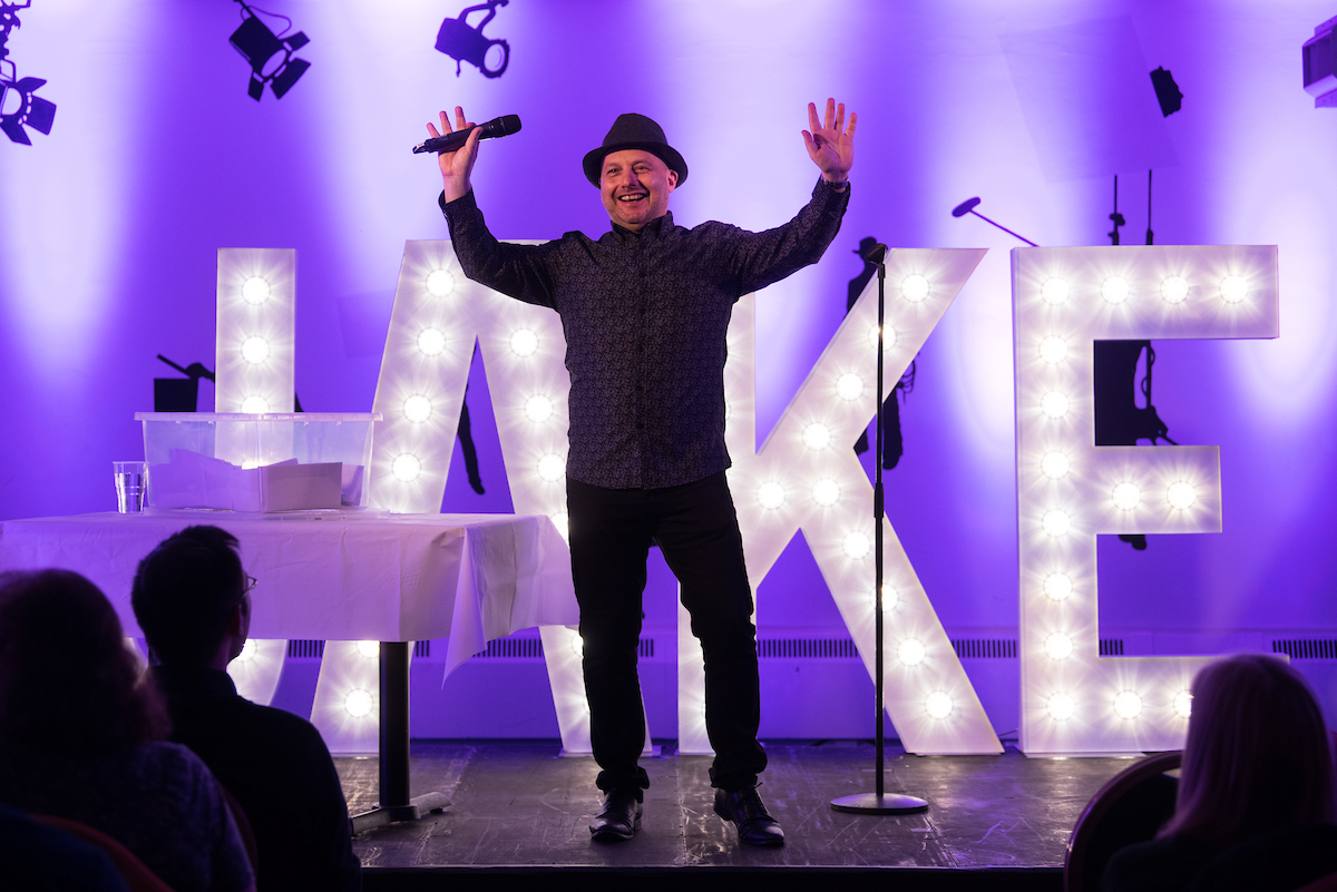 Bennett Arron at Jokes for Jake at Elstree Studios. (Credit: Blake Ezra Photography Ltd)