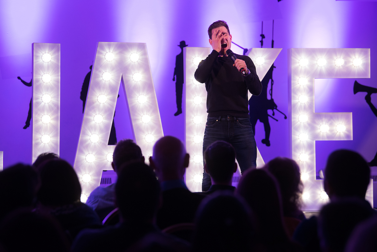 Simon Brodkin  Jokes for Jake at Elstree Studios.  (Credit: Blake Ezra Photography Ltd)