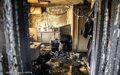 The inside of the burned out yeshiva in Moscow (credit: Hirsch Kotovskiy via @avitalrachel)