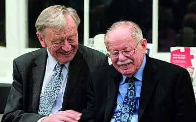 Rabbi Harry Jacobi (right) and Lord Dubs (left) campaigning for refugees together
