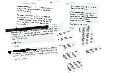 Collage of abuse received by Stephen Hoffman after he spoke out against Islamophobia