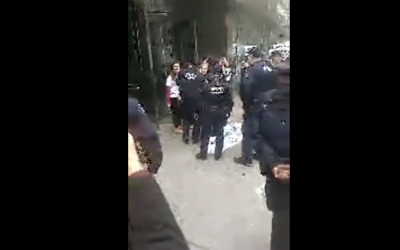 Screenshot shows police detaining Birthright demonstrators in New York