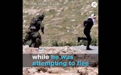 Screenshot from video by Haaretz, showing the incident in which a detained Palestinian teen was shot.
