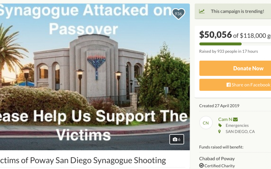 Screenshot from fundraising page