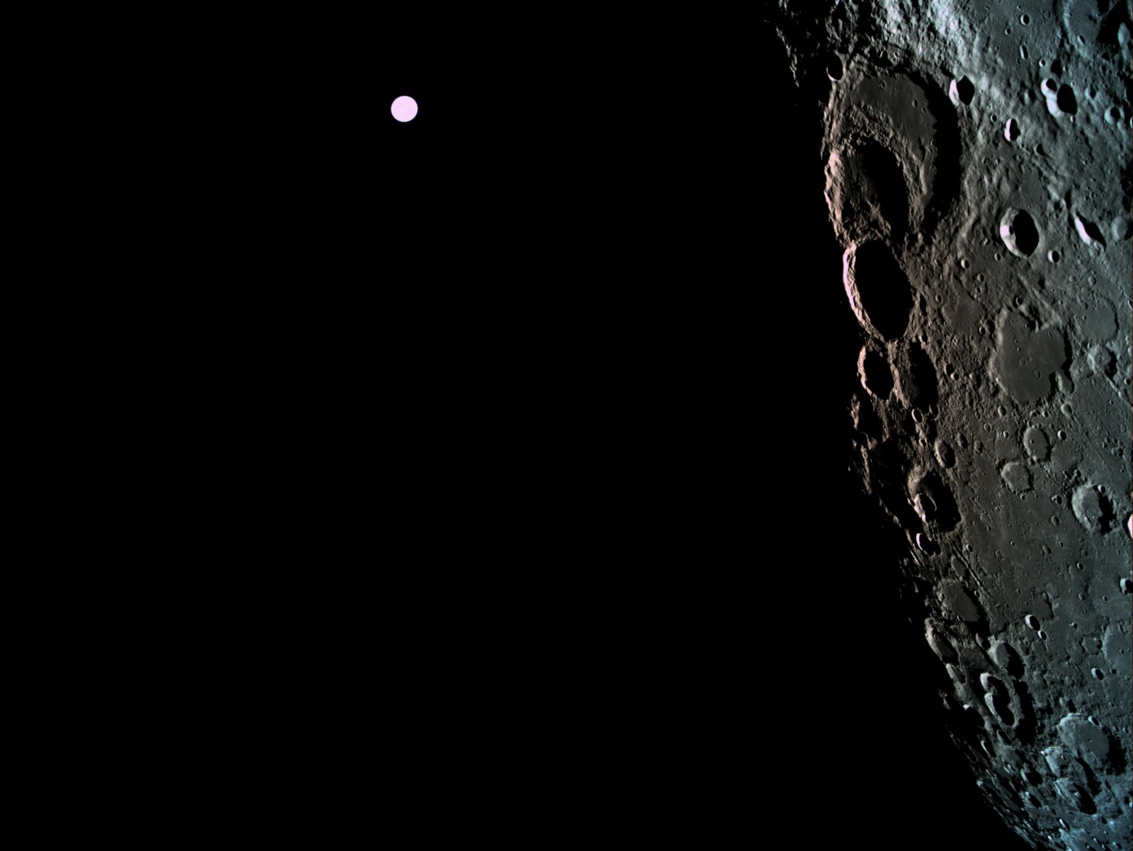 A picture of the far side of the moon with Earth in the background- also at 470 km from the moon.
(Photo credit: Eliran Avital) A picture of the far side of the moon with Earth in the background- also at 470 km from the moon.
(Photo credit: Eliran Avital)