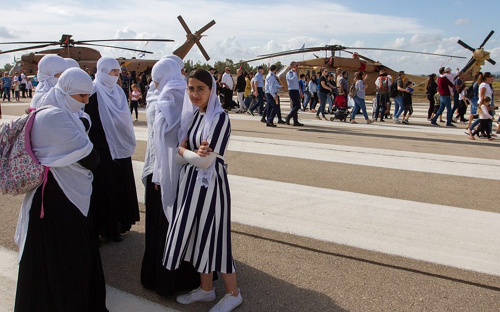 Israeli families at the Israel Air Force show at the Ramat David base in northern Israel at the 71st Independence Day celebration near Kiryat Shmona, May 9, 2019. Photo: JINIPIX